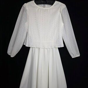 Vintage White Jenny Dress Sheer Sleeve 14